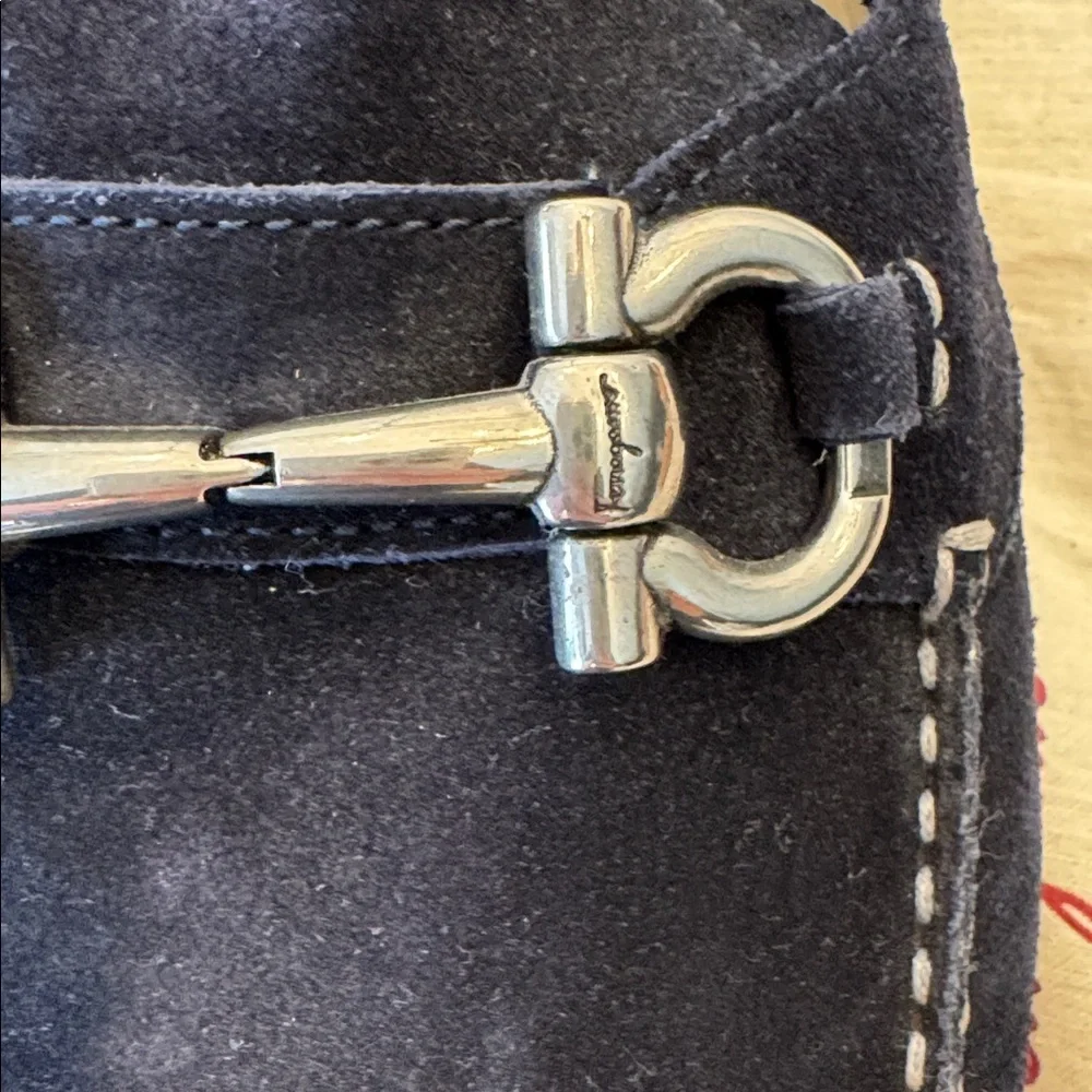 Salvatore Ferragamo Men's Dark Blue Suede Loafers, sz 12 - Picture 2 of 13